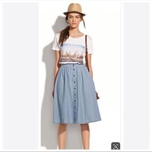 J Crew Linen Blend Chambray Skirt